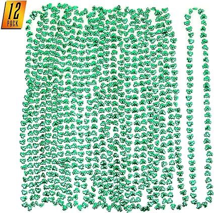 Skeleteen Green Shamrock Beads Necklaces - St Patricks Day Irish Clover Bead Necklace Party Favor... | Amazon (US)