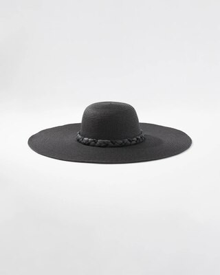 Women's Braided Raffia Floppy Hat in Black size Small/Medium | White House Black Market | White House Black Market