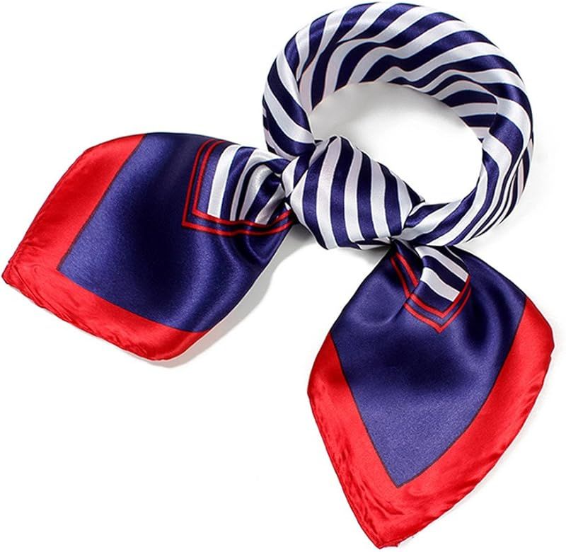 QBSM Womens 23.6 inch Satin Silk Feeling Formal Square Neck Scarf Head Hair Wraps | Amazon (US)