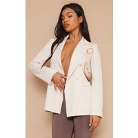 Nude Military Button Blazer | PrettyLittleThing CAN