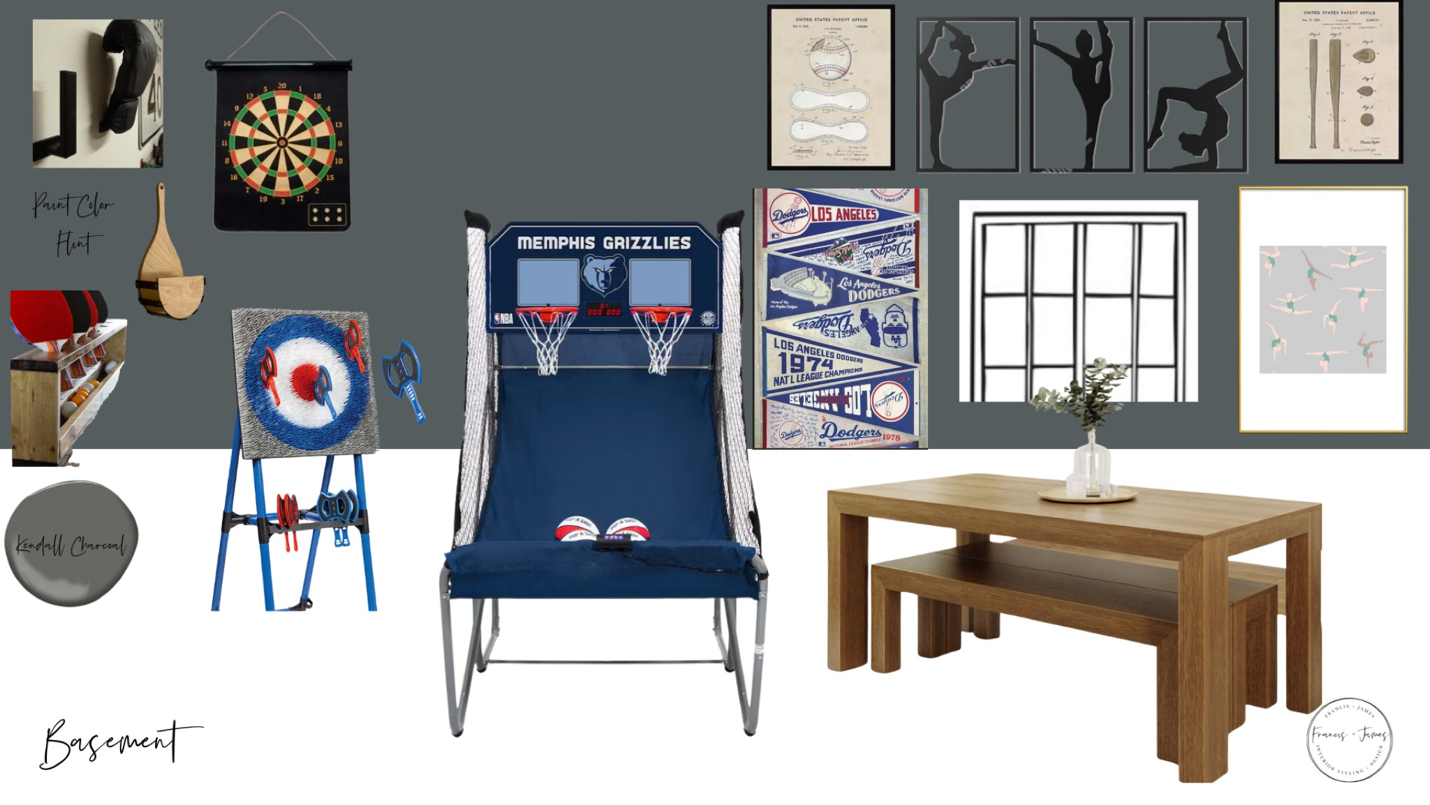 Basement Design, Game Room, Basement Playroom, Playroom, Sports Inspired Spaces, Dodgers Baseball, Large Table, Bech seats, Pop Shot, Gymnastics Art, Sports Art, Baseball Art, Ax Throwing, Magnetic Darts, Ping Pong Storage, Boxing Gloves

#LTKfamily #LTKhome #LTKkids