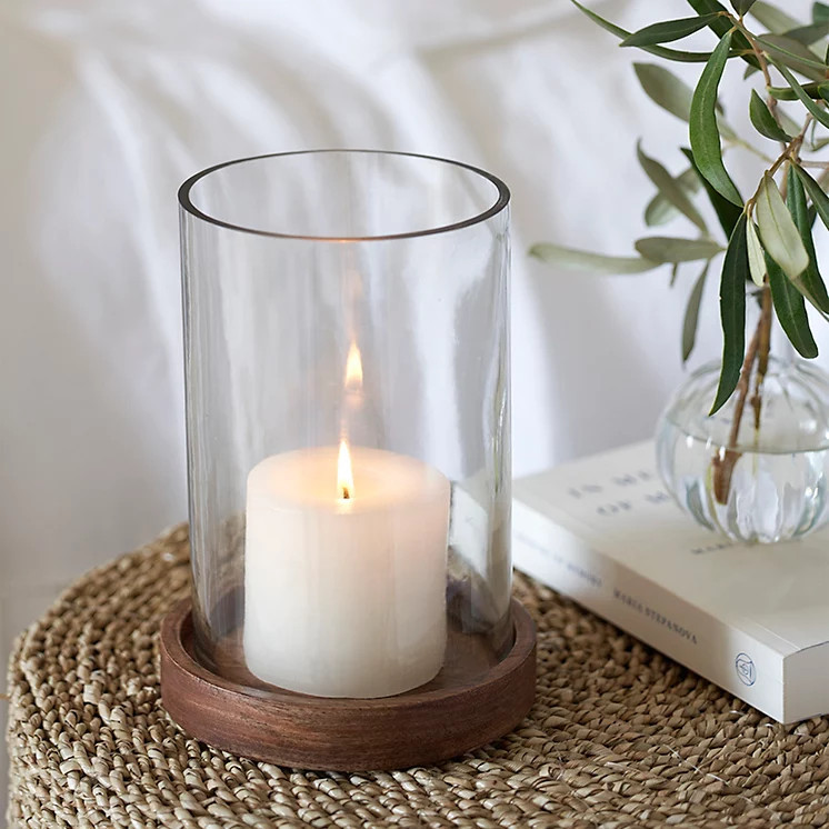 The White Company Mango Wood Hurricane Candle Holder, Natural, Size: One Size | The White Company UK & ROW