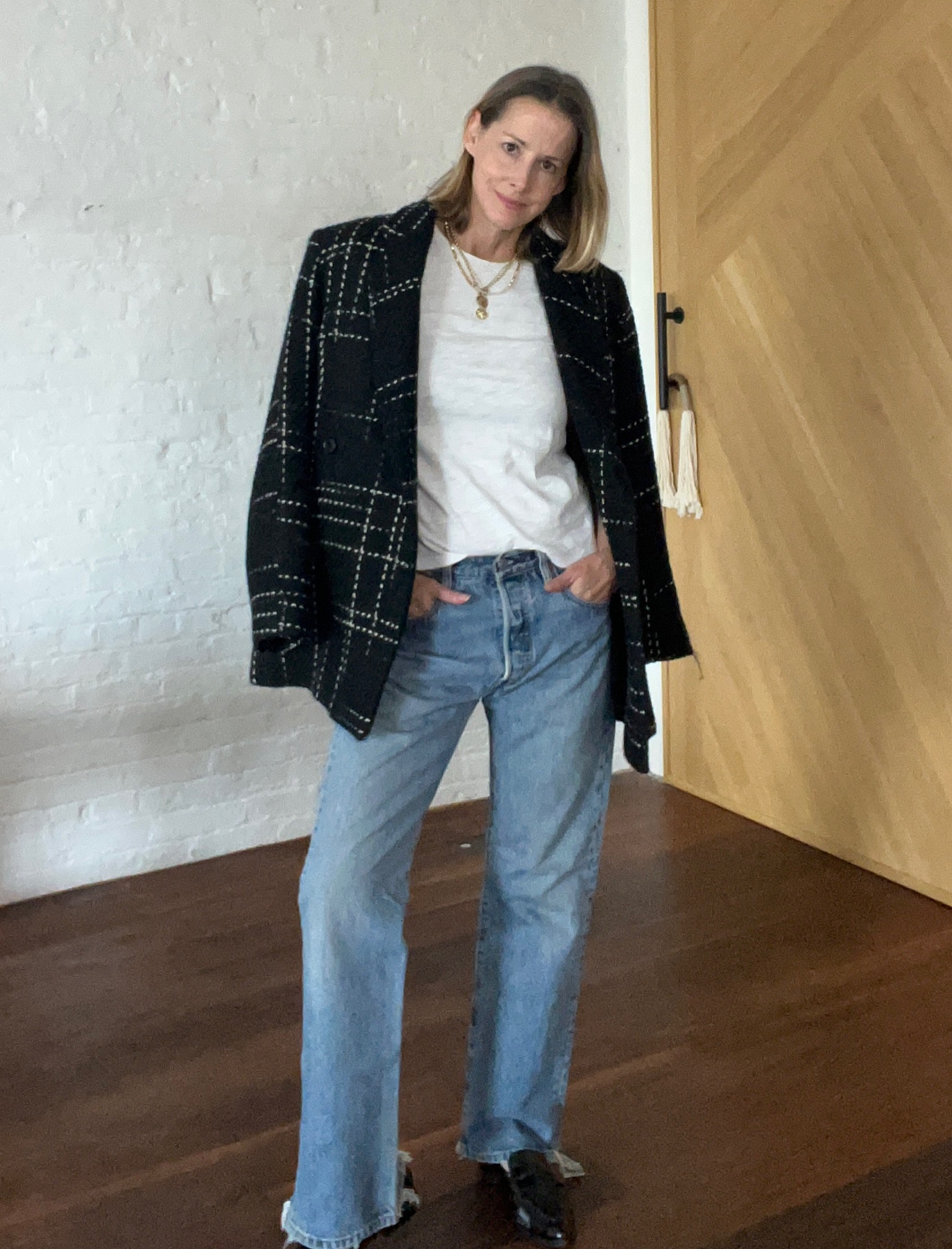 Spicing up a simple white tee and old Levi’s with an #oversizedblazer and some loafers and extra #gold jewelry ❤️

#LTKSeasonal #LTKfindsunder100