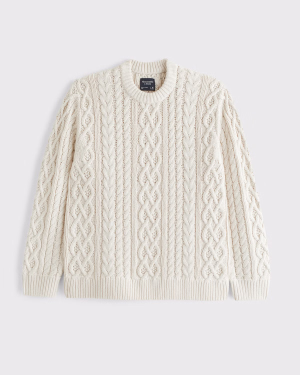 Oversized Cable Crew Sweater | Abercrombie & Fitch (UK)