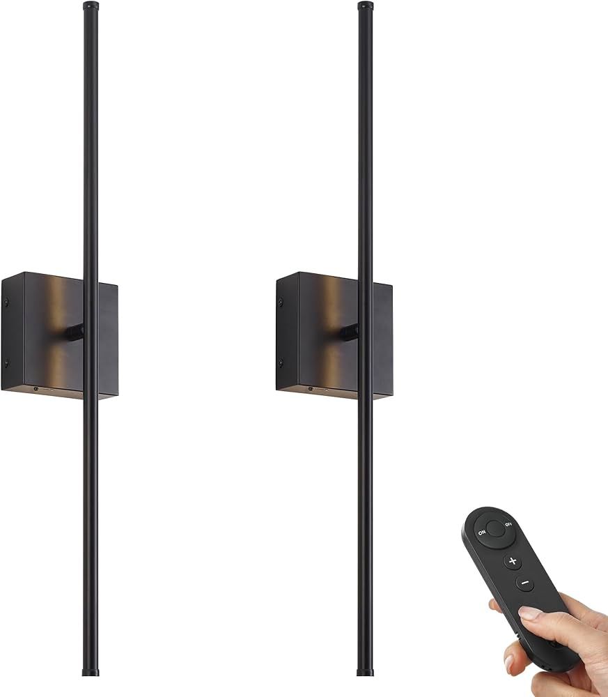 Battery Operated Wall Sconces with Remote Control, Dimmable Wall Sconces Set of Two, 350°Rotate,... | Amazon (US)