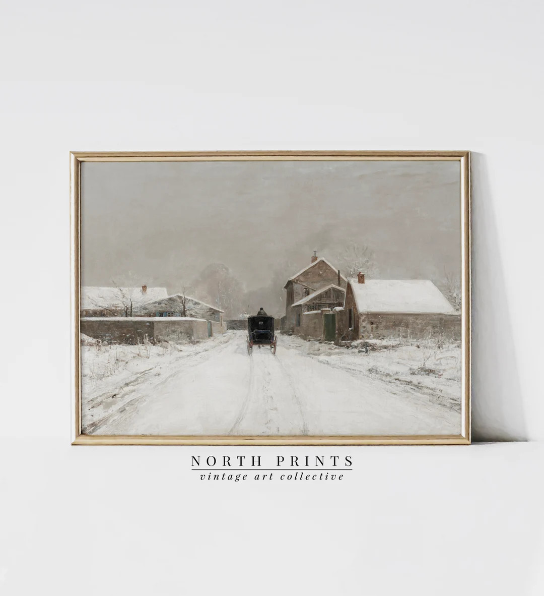 Neutral Antique Winter Painting  Vintage Landscape Art - Etsy | Etsy (US)