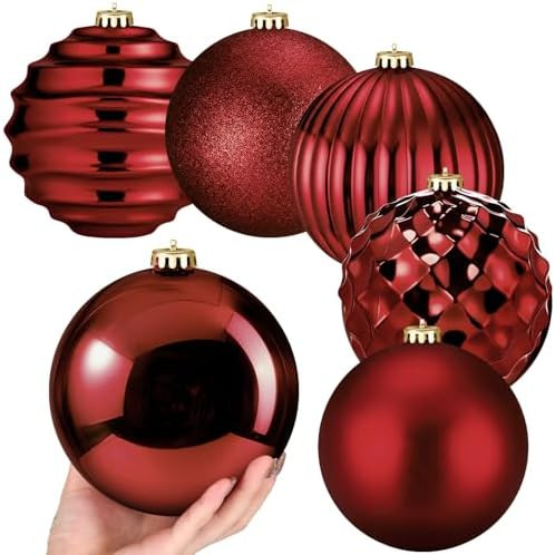 Syhood 6 Pcs 6 Inch Extra Large Christmas Balls Ornaments Oversized Christmas Tree Decoration Hug... | Amazon (US)