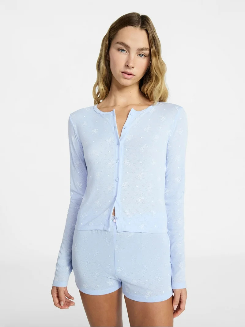 No Boundaries Sleep Pointelle Knit Cardigan, Women’s XXS-3X | Walmart (US)