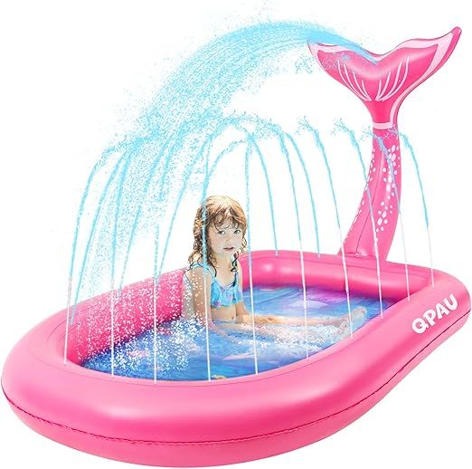 QPAU Unique Gifts for One Year Old,Pink Mermaid Toy Splash Pad for Toddlers,Inflatable Pool for B... | Amazon (US)