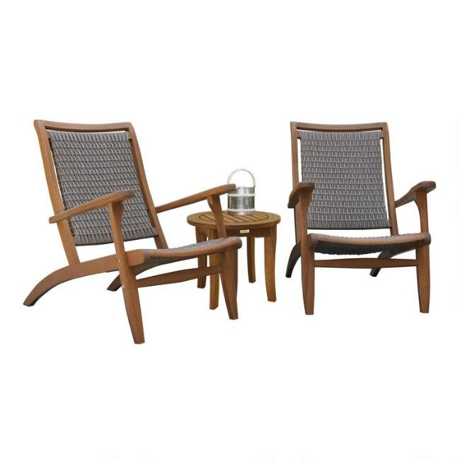 Eucalyptus and All Weather Wicker Erich 3 Piece Outdoor Set | World Market