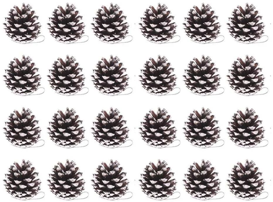 6 Pcs Christmas Pine Cones 1.96" Snow Tipped Natural Pine Cones Wood Frosted Pine Cone Ornaments ... | Walmart (US)