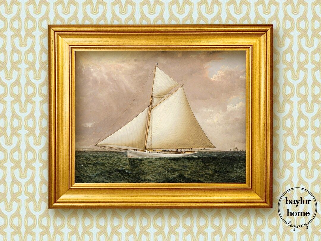 Framed Sailboat Under Stormy Sky  Oil Painting Print on - Etsy | Etsy (US)