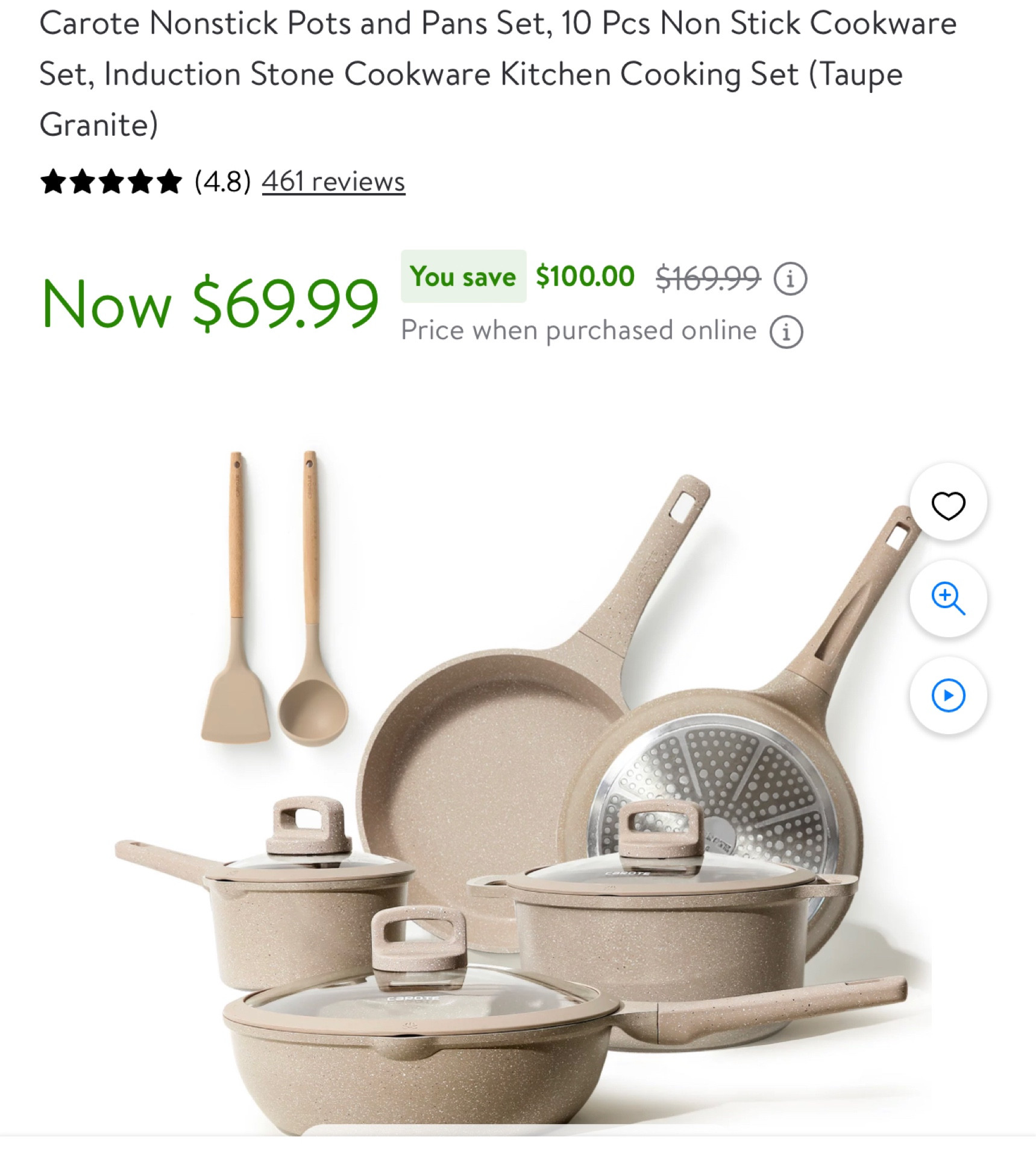 Carote Nonstick Induction Cookware Set, 11 Piece Kitchen Pots and Pans Set,Stackable  Cooking Set & Reviews