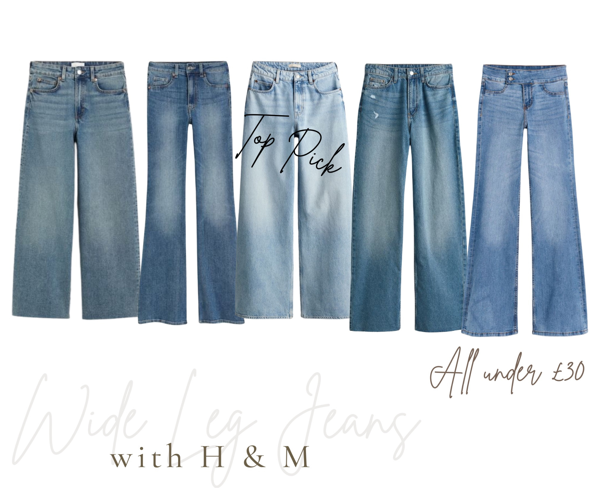 Out of ideas for a Brunch Outfit? Wide leg jeans are the ultimate in smart-casual clothes with allowance to over-indulge at brunch. This pick of my favourite wide-leg / high-waist jeans are all H & M and under £30! 

#LTKstyletip #LTKsalealert #LTKU