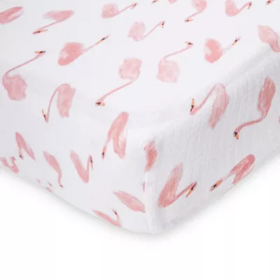 aden® by aden + anais® Swan Fitted Crib Sheet in Pink | Bed Bath & Beyond