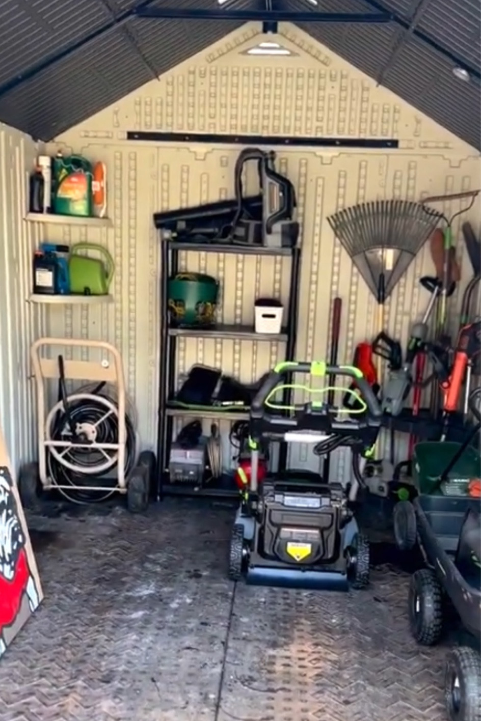 Outdoor garden shed organization. Electric lawnmower  

#LTKhome