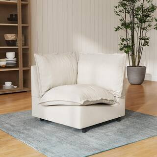 (Corner Section) 33 in. Armless 1-Piece Linen Rectangle Modular Sectional Sofa in Beige | The Home Depot