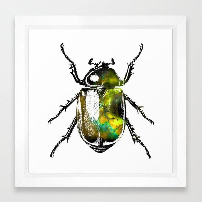 Egyptian Beetle - Golden Scarab Beetle Framed Art Print by Lmntal Vibes - Vector White - X-Small-12x | Society6