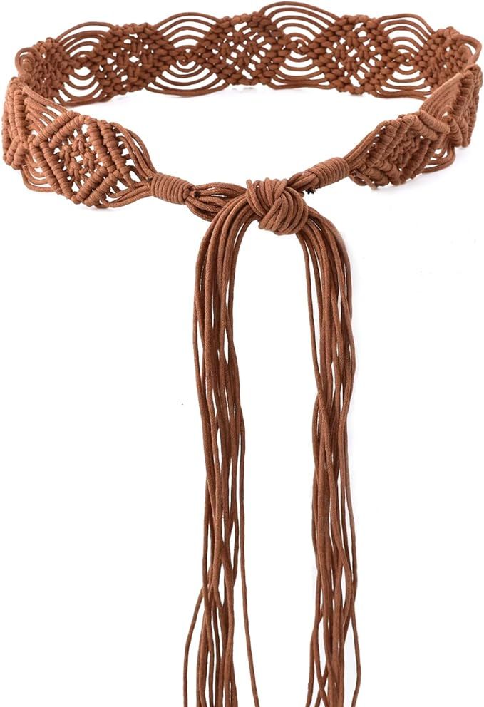 ILuvatar Women's Bohemian Style Rope Braid Waist Belt U33 | Amazon (US)