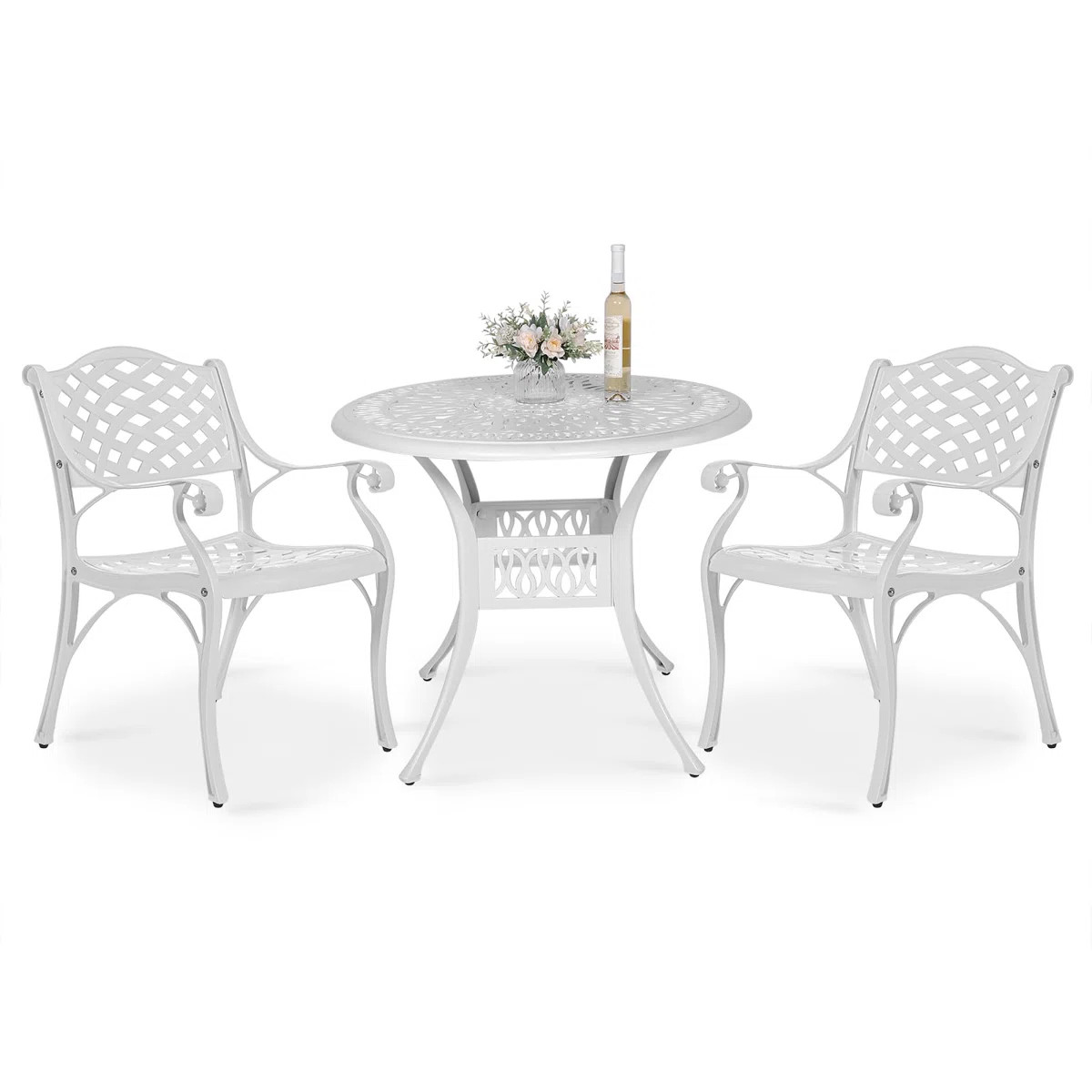 Bloomsbury Market Patio Furniture Dining Set, All-weather Cast Aluminum Outdoor Bistro Set, Inclu... | Wayfair North America