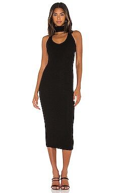 Enza Costa Silk Rib Detached Mockneck Sleeveless Midi Dress in Black from Revolve.com | Revolve Clothing (Global)