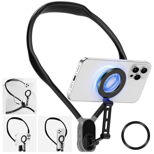 Yolycen Neck Phone Holder for Recording, Neck Tripod for iPhone, Magnetic Neck Chest Mount, Hands-Free POV Cell Phone Necklace Holder for iPhone 15 14 13 12 Series and All Android Phones | Amazon (US)
