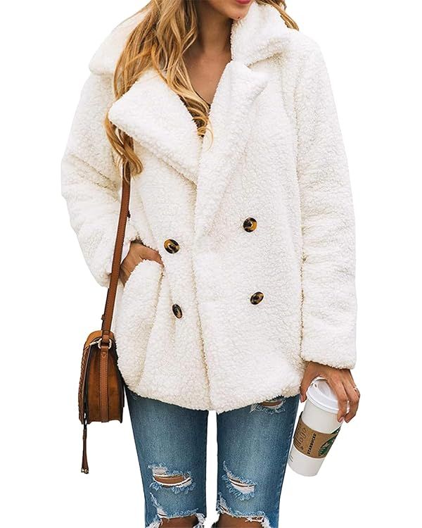 PRETTYGARDEN Women's Fashion Winter Coat Long Sleeve Lapel Button Faux Shearling Shaggy Oversized... | Amazon (US)