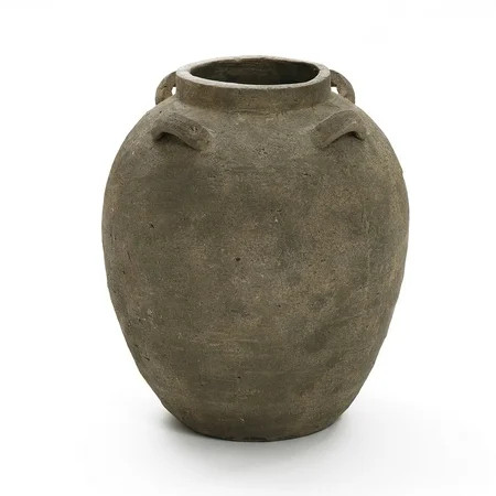 LuxenHome Rustic Brown Terracotta Cauldron 15 Inch Tall Vase | Walmart (US)