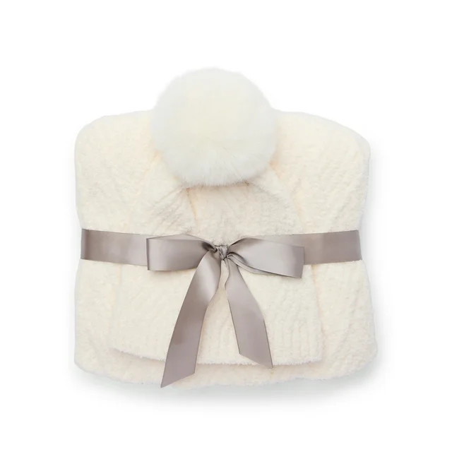 Time and Tru Women's Cozy Cross Beanie and Winter Scarf 2-Piece Gift Set, Winter White | Walmart (US)