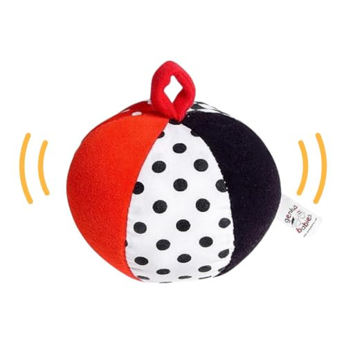 Genius Baby Toys Soft Plush Ball for Baby in High Contrast Colors Black, White, Red - Jingle Bell Chime Sound - 4" Diameter is Perfect Size for Small Hands | Amazon (US)