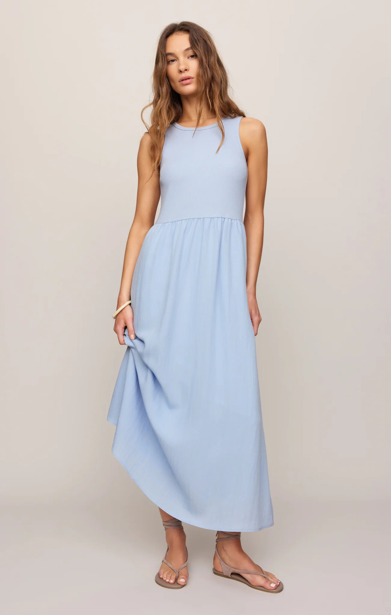 Z SUPPLY Women's Charlotte Rib Midi Dress, Blue Light, Extra Small | Z Supply