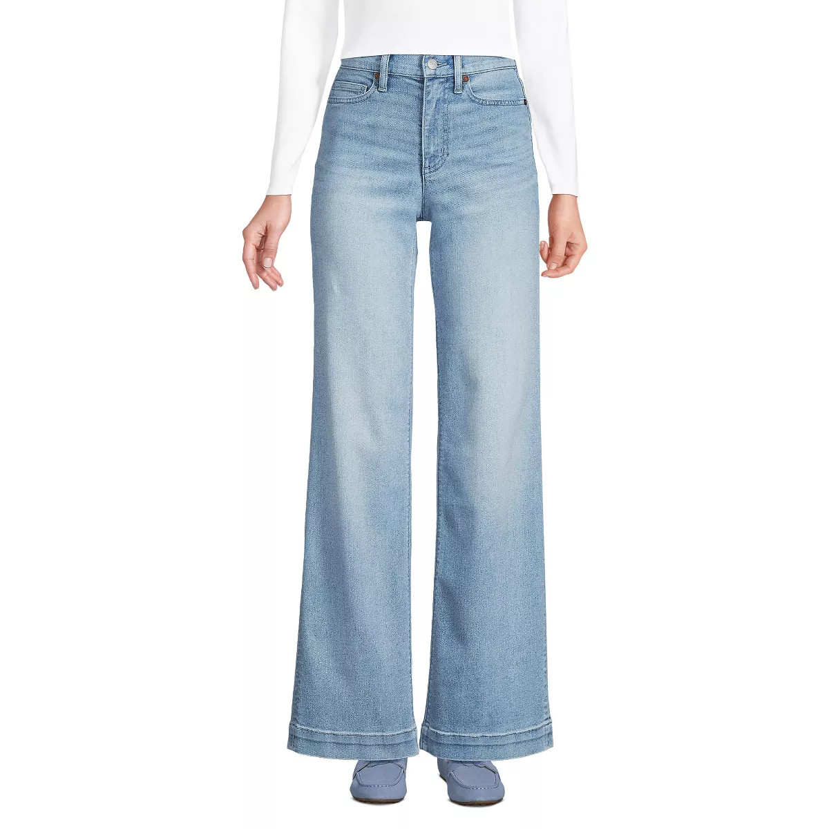 Lands' End Women's Recover High Rise Wide Leg Blue Jeans | Target