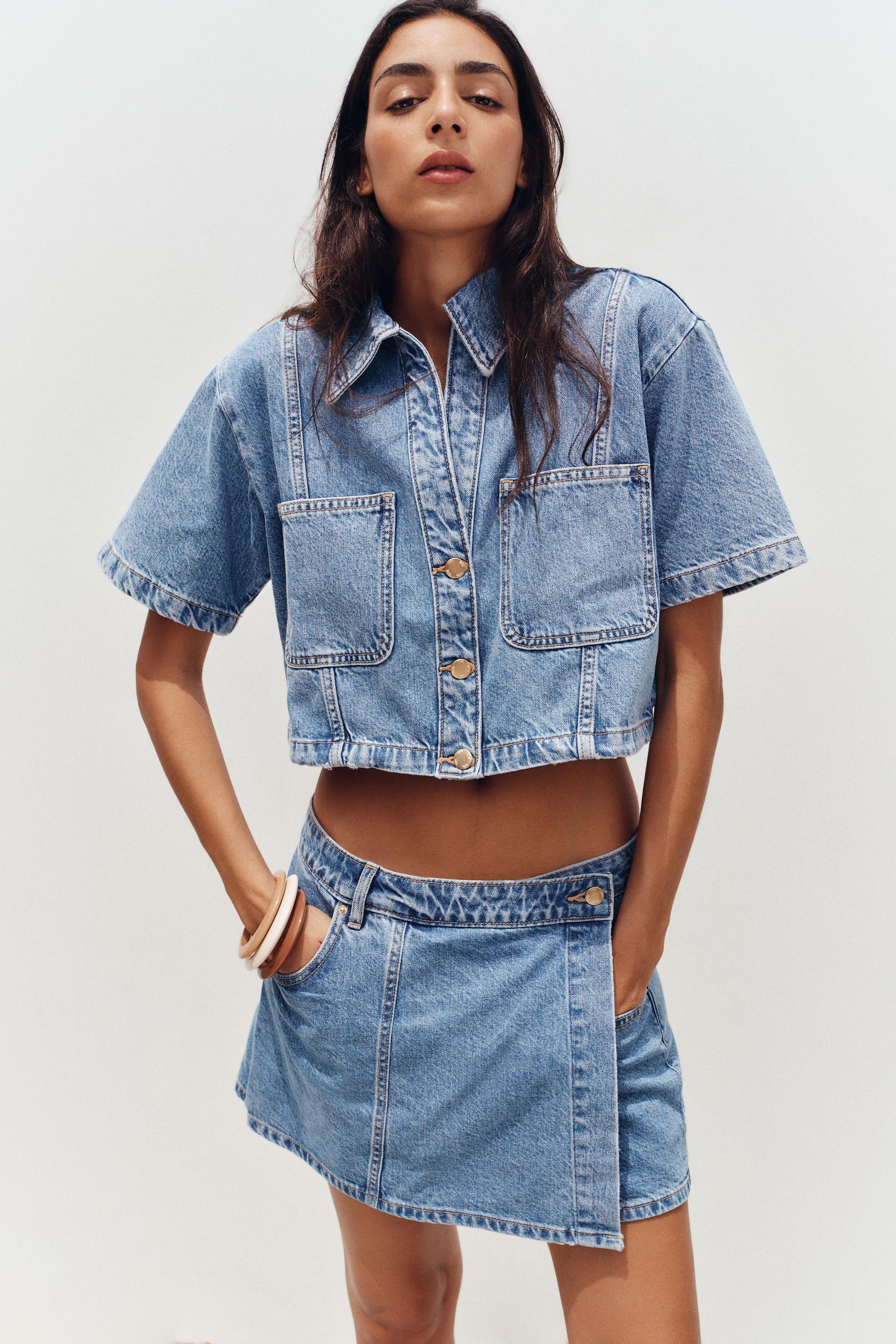 Z1975 DENIM CROP SHIRT | Zara US