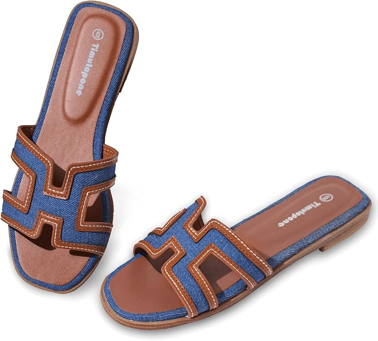 H Flat Sandals for Women Dressy Lightweight Comfortable Slide Sandal Fashion Summer Trendy Casual... | Amazon (US)
