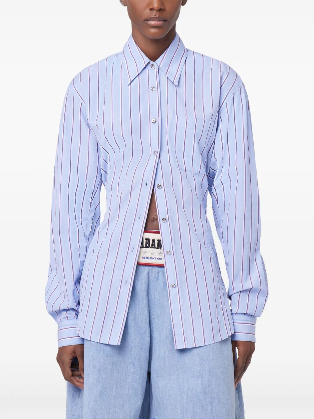 Rabanne Striped Shirt | Blue | FARFETCH VN | Farfetch Global