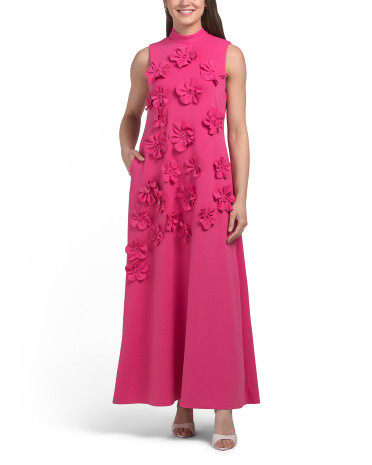 Sleeveless Mock Neck 3d Floral Dress | TJ Maxx