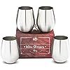 Premium Solid Stainless Steel Wine Glasses PLUS Recipe eBook | Stemless Wine Glass Set of 4, for ... | Amazon (US)