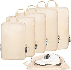 BAGAIL 6 Set Ultralight Compression Packing Cubes Packing Organizer with Shoe Bag for Travel Acce... | Amazon (US)