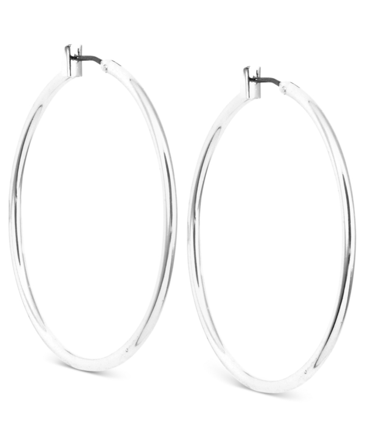 Anne Klein Silver-tone Thin Hoop Earrings, 1.6" - Silver | Macy's