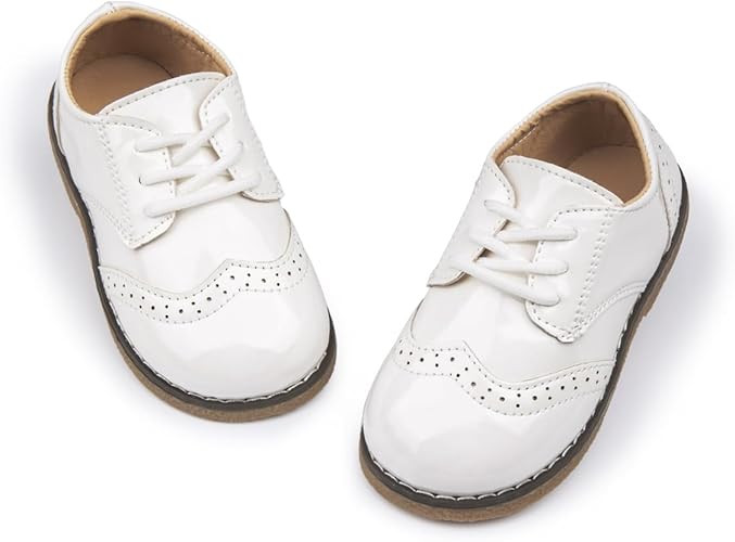 Meckior Toddler Boys Girls Dress Shoes Little Kid Oxford Shoes Wedding Church Dress Shoes PU Leat... | Amazon (US)