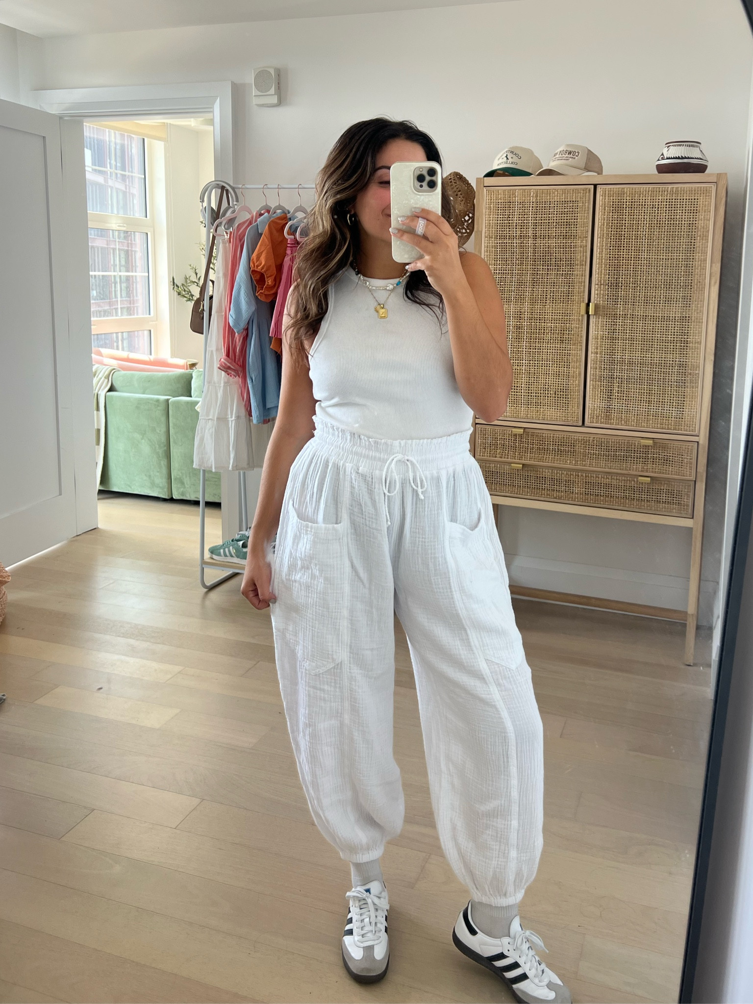 Obsessing over these gauze joggers from Aerie! Remind me of Free People and so cute. The white is a bit see-through so I plan on wearing these cover-up pants but the darker colors it will be totally fine to wear them out. I want the black next! True to size - M

#LTKSummerSales #LTKSaleAlert #LTKFindsUnder50