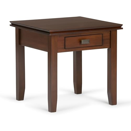 SIMPLIHOME Artisan End Table - 21 inch Wide Solid Wood Square Side Table with Drawer in Russet Brown, Transitional Nightstand or Lamp Stand for Living Room, Bedroom, or Entryway with Tapered Legs | Amazon (US)