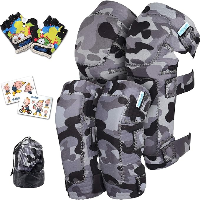 Soft-Style Kids Knee and Elbow Pads with Bike Gloves, Flexible Impact-Resistant Gear for Ages 2-1... | Amazon (US)