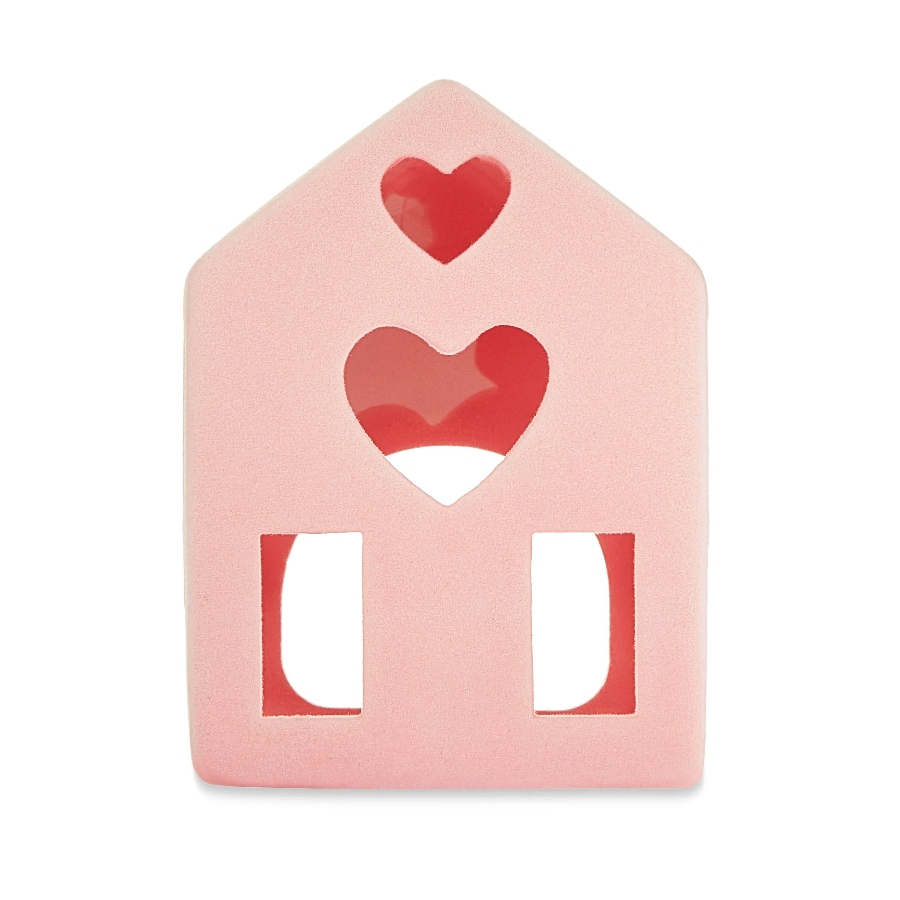 Valentine’s Day 4" Ceramic Pink Flocked House Tabletop Décor, Way To Celebrate | Walmart (US)