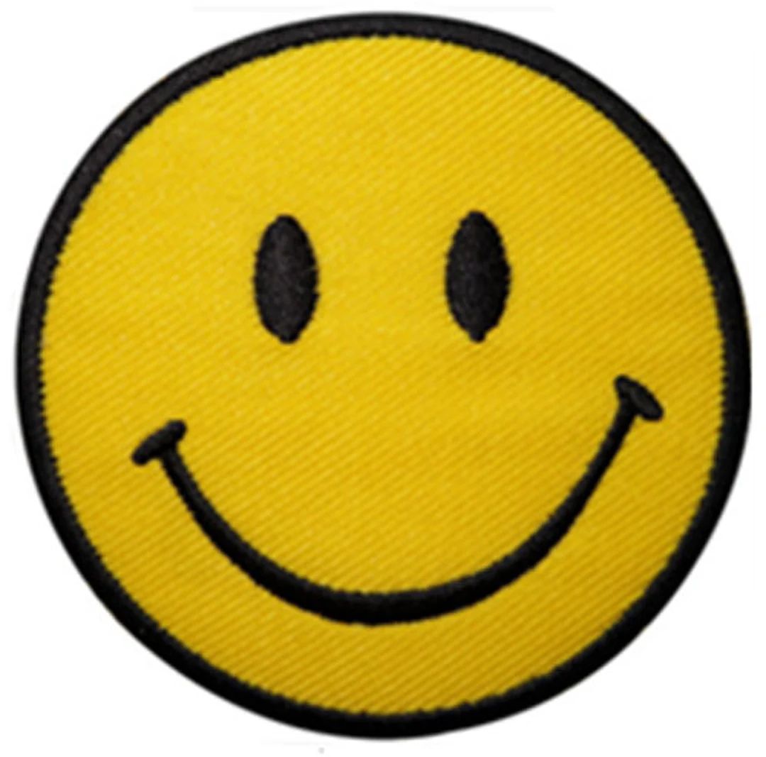 Smiley Face Iron on Sew on Patch Embroidered - Etsy UK | Etsy (UK)