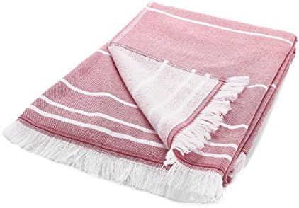 Arus Bath, Beach, Pool and Gym Peshtemal Fouta Towel with Terry Cotton Loops on one Side, Burgund... | Amazon (US)