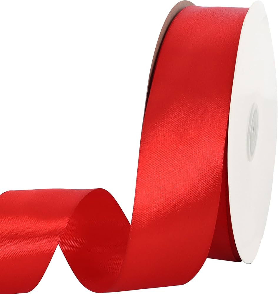 Amazon.com: TONIFUL 1-1/2 Inch (40mm) x 100 Yards Red Wide Satin Ribbon Solid Fabric Ribbon for G... | Amazon (US)
