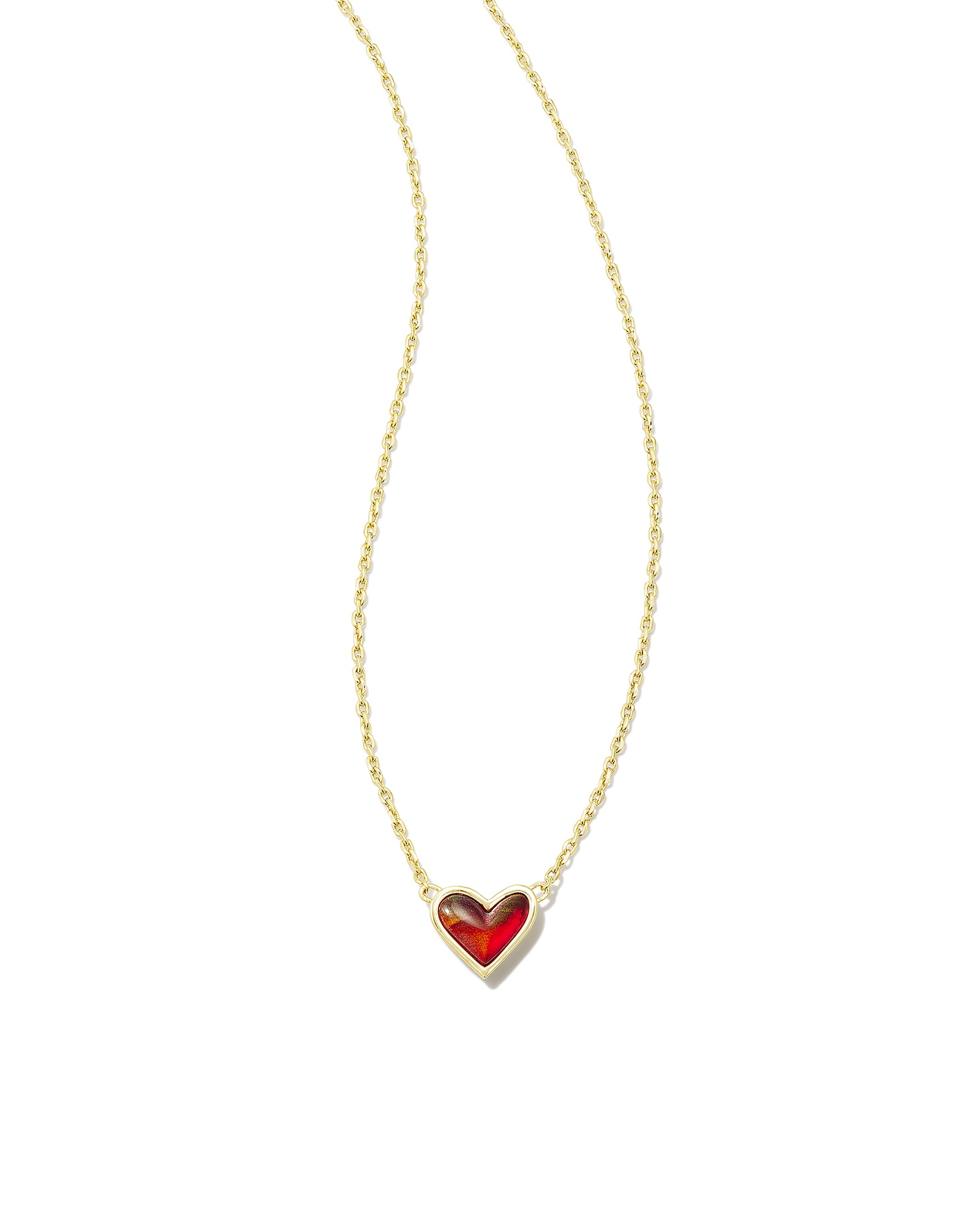 Framed Ari Heart Gold Short Pendant Necklace in Red Opalescent Resin | Kendra Scott