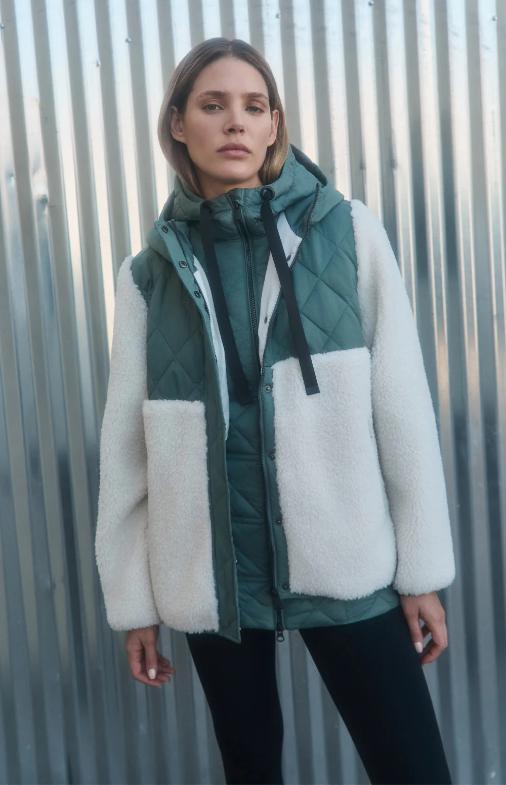 Tahoe Hooded Shearling Jacket | Eucalyptus | Alp N Rock