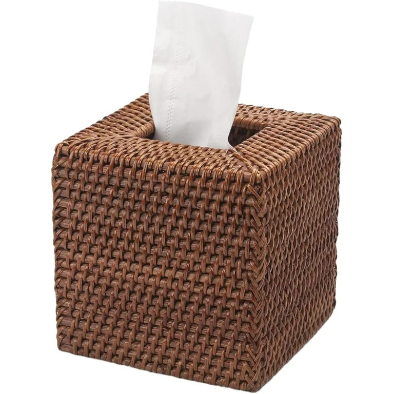 Rattan Tissue Box Cover Square: Hand Woven Wicker Tissue Box Cover, Decorative Tissue Box Holder ... | Walmart (US)